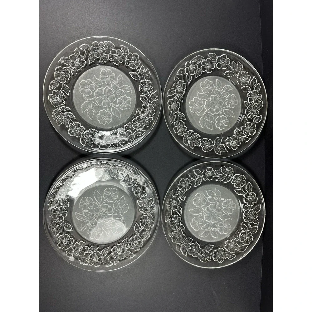 Sovereign House Crystal Apple Blossom Plates 8 3/8